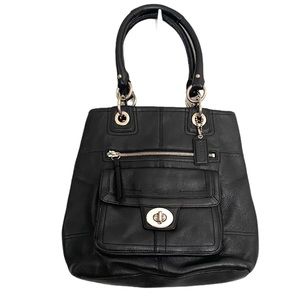 COACH Hampton Black Pebbled Leather Shoulder Purse